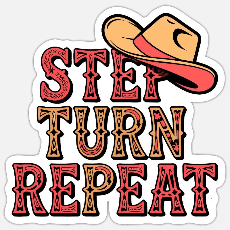 Line Dance Step Turn Repeat - Sticker size S (10 x 10 cm) - white matte