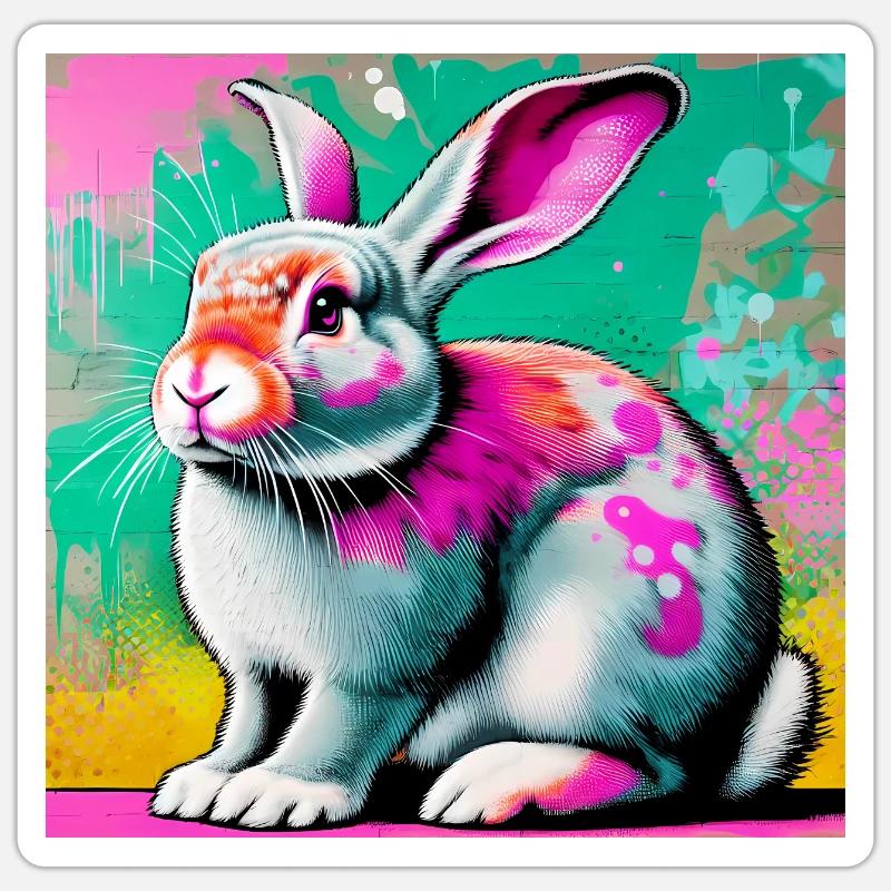 lapin - Sticker taille S (10 x 10 cm) - blanc mat