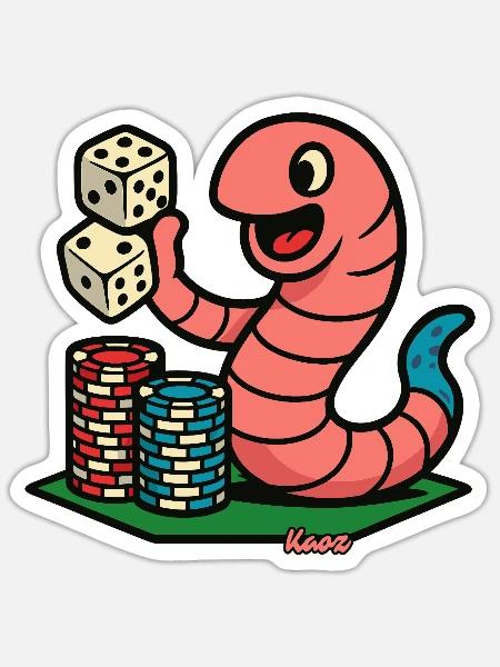 Krabbe am Würfelglück - Sticker Größe S (10 x 10 cm) - Mattweiß