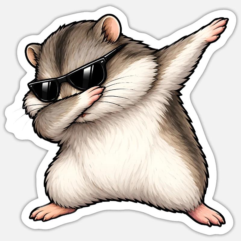 Dabbing Dschungarian Dwarf Hamster - Sticker size S (10 x 10 cm) - white matte