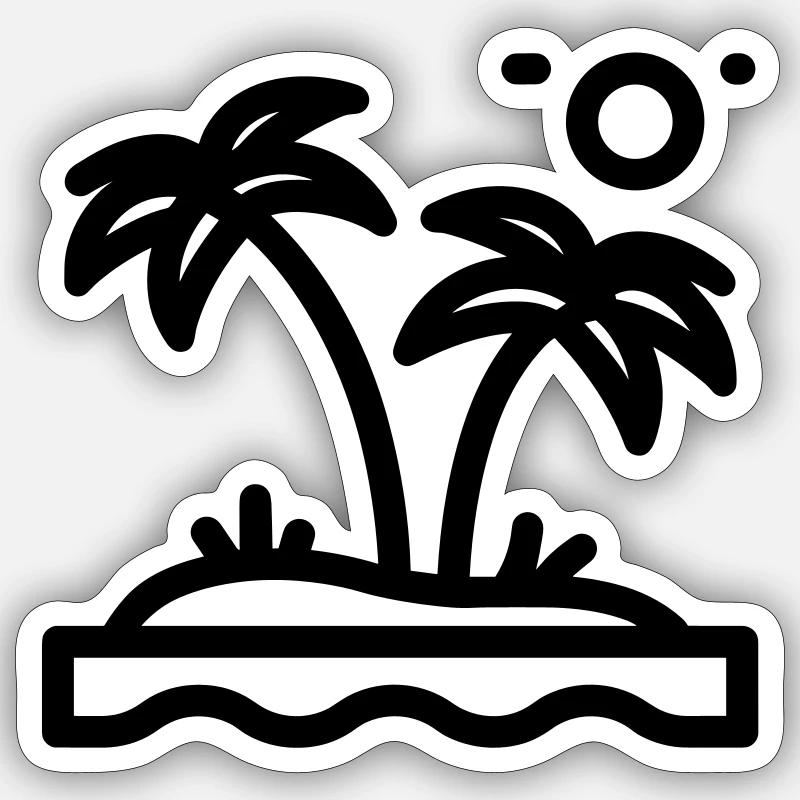 plage - Sticker taille S (10 x 10 cm) - blanc mat