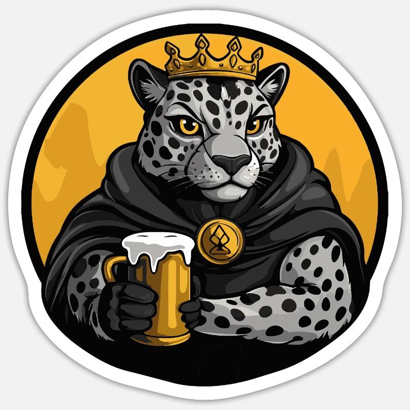 Leopard Beer Funny - Sticker size S (10 x 10 cm) - white matte