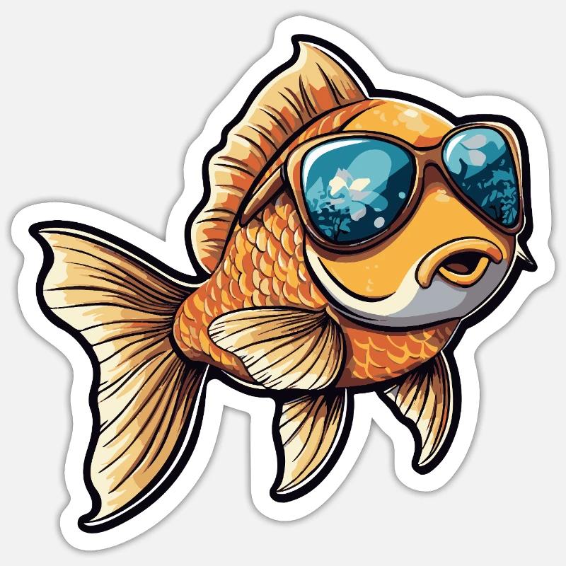 Goldfish Comic Vacation - Sticker size S (10 x 10 cm) - white matte