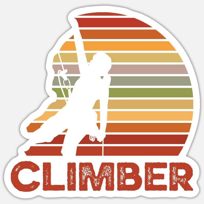 Retro Sunset Climber Silhouette - Sticker size S (10 x 10 cm) - white matte