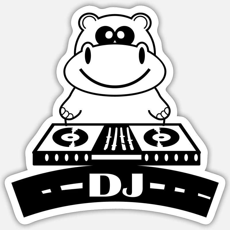 hippo_dj - Sticker size S (10 x 10 cm) - white matte