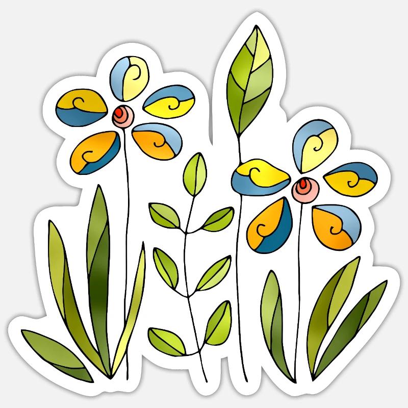 Blumen - Sticker Größe S (10 x 10 cm) - Mattweiß