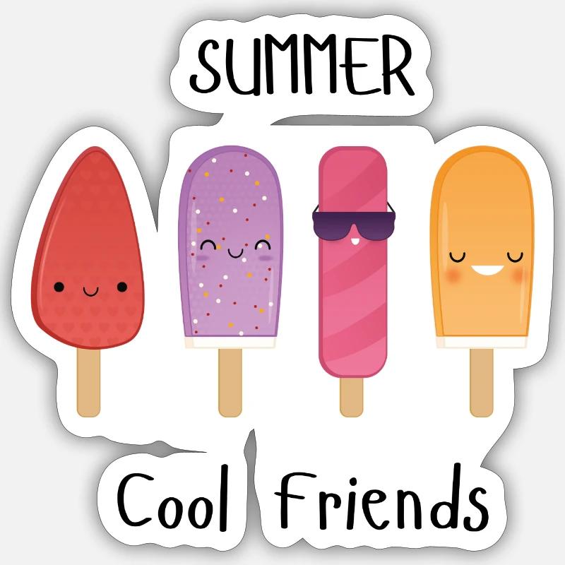 Sommer-coole Freunde - Sticker Größe S (10 x 10 cm) - Mattweiß
