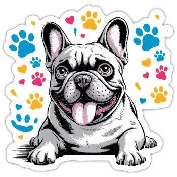 French Bulldog Cartoon Funny Bully with - Sticker size S (10 x 10 cm) - white matte - Front