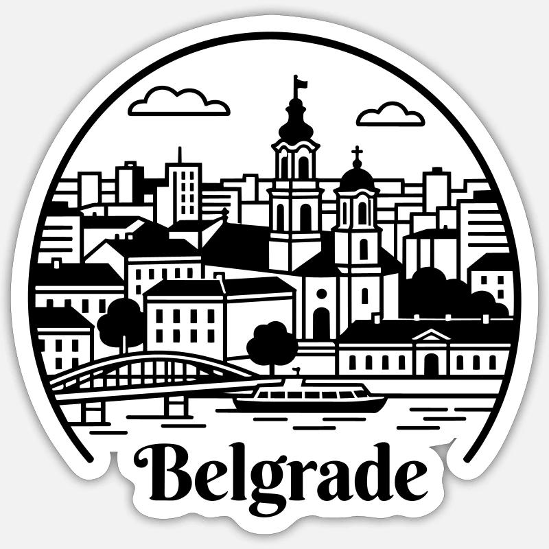 Belgrade - Sticker size S (10 x 10 cm) - white matte