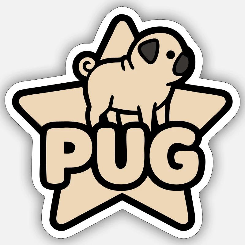 Mops Stern Banner Platzhalter - Sticker Größe S (10 x 10 cm) - Mattweiß