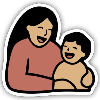 Maman Câlin de bébé Amour - Sticker taille S (10 x 10 cm) - blanc mat - Devant