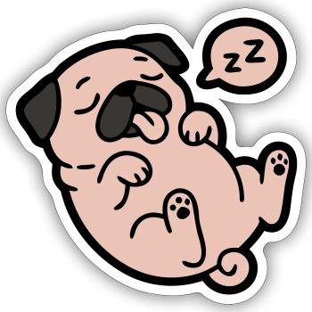 Schlafender Mops Hund Faulenzer - Sticker Größe S (10 x 10 cm) - Mattweiß - Vorne