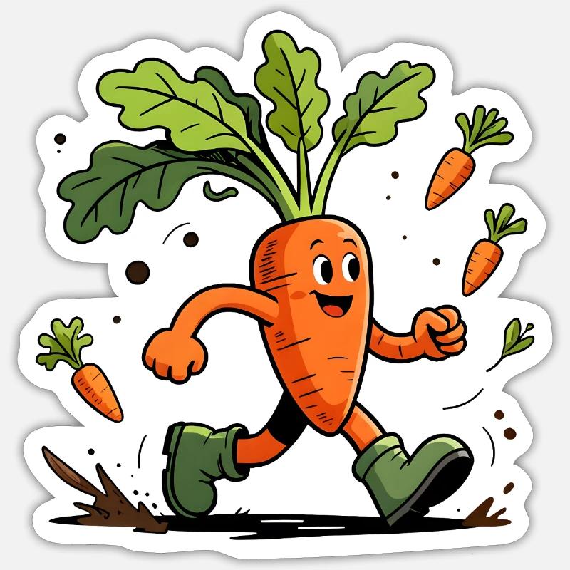 Fun dynamic carrot gardener - Sticker size S (10 x 10 cm) - white matte