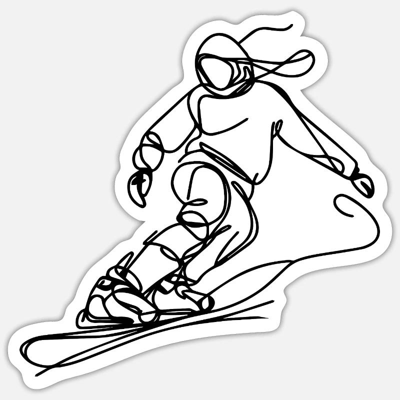 Snowboarder Drawing - Sticker size S (10 x 10 cm) - white matte