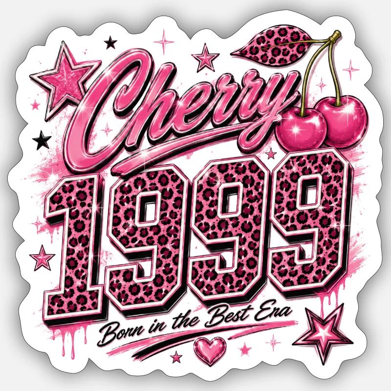Cherry 1950 Leoparden Pink - Sticker Größe S (10 x 10 cm) - Mattweiß