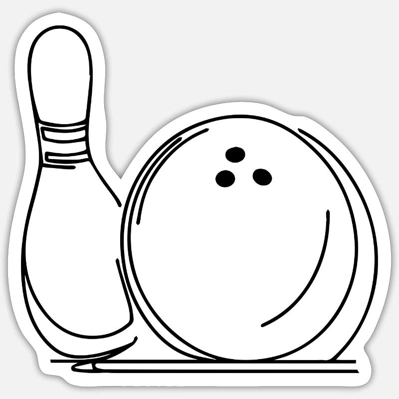 Boule et quille de bowling - Sticker taille S (10 x 10 cm) - blanc mat