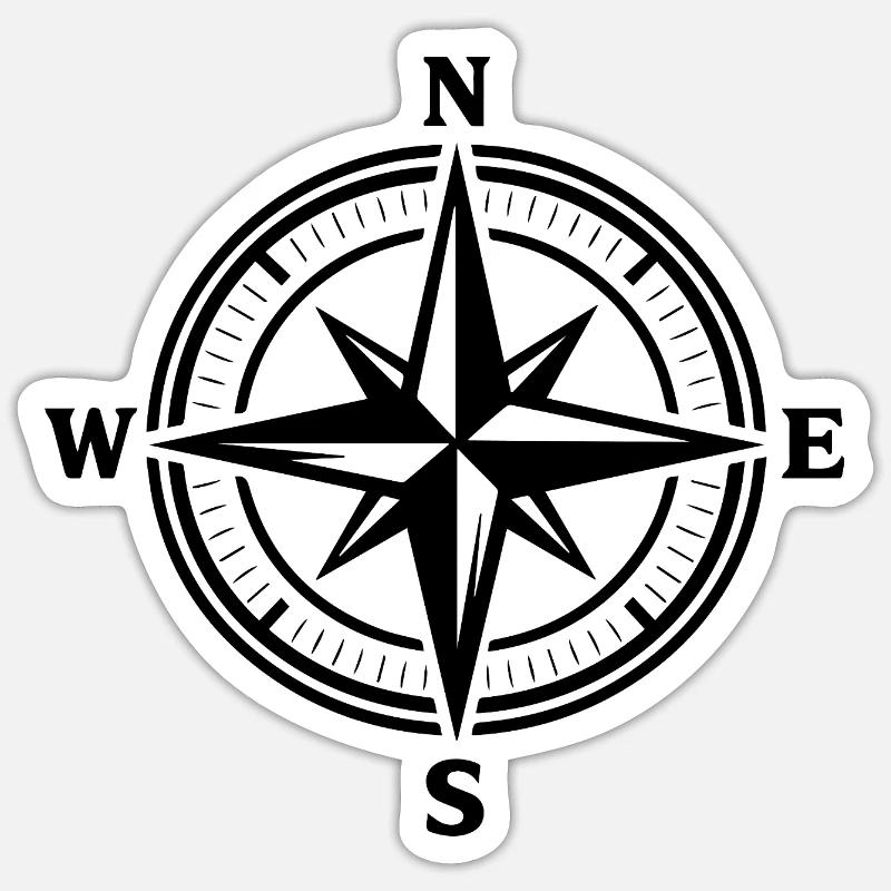 Compass - Sticker size S (10 x 10 cm) - white matte