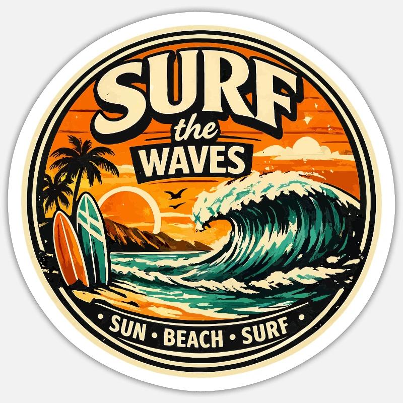 Surf the Waves - Sticker Größe S (10 x 10 cm) - Mattweiß