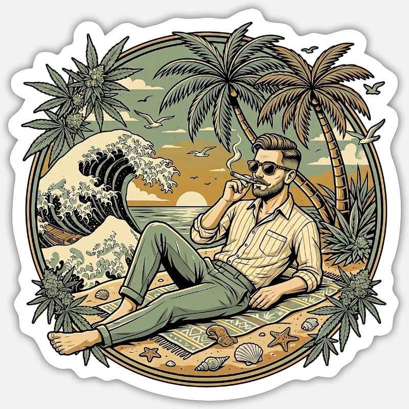 Smoky Summer - Sticker Größe S (10 x 10 cm) - Mattweiß