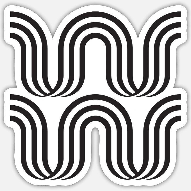 Wellenbogen-monochromes Muster - Sticker Größe S (10 x 10 cm) - Mattweiß