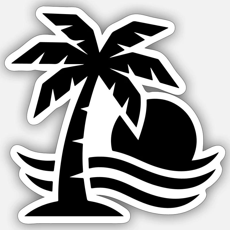 Palm Tree Beach Sun - Sticker taille S (10 x 10 cm) - blanc mat