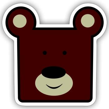 Rotbrauner Bärenkopf Minimal - Sticker Größe S (10 x 10 cm) - Mattweiß - Vorne