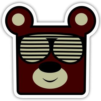 Bear with retro sunglasses - Sticker size S (10 x 10 cm) - white matte - Front