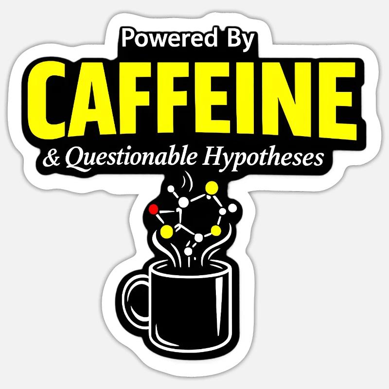 Kaffeechemie: Koffein Molekül Becher - Sticker Größe S (10 x 10 cm) - Mattweiß