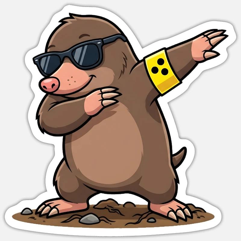 Dabbing Maulwurf - Sticker Größe S (10 x 10 cm) - Mattweiß