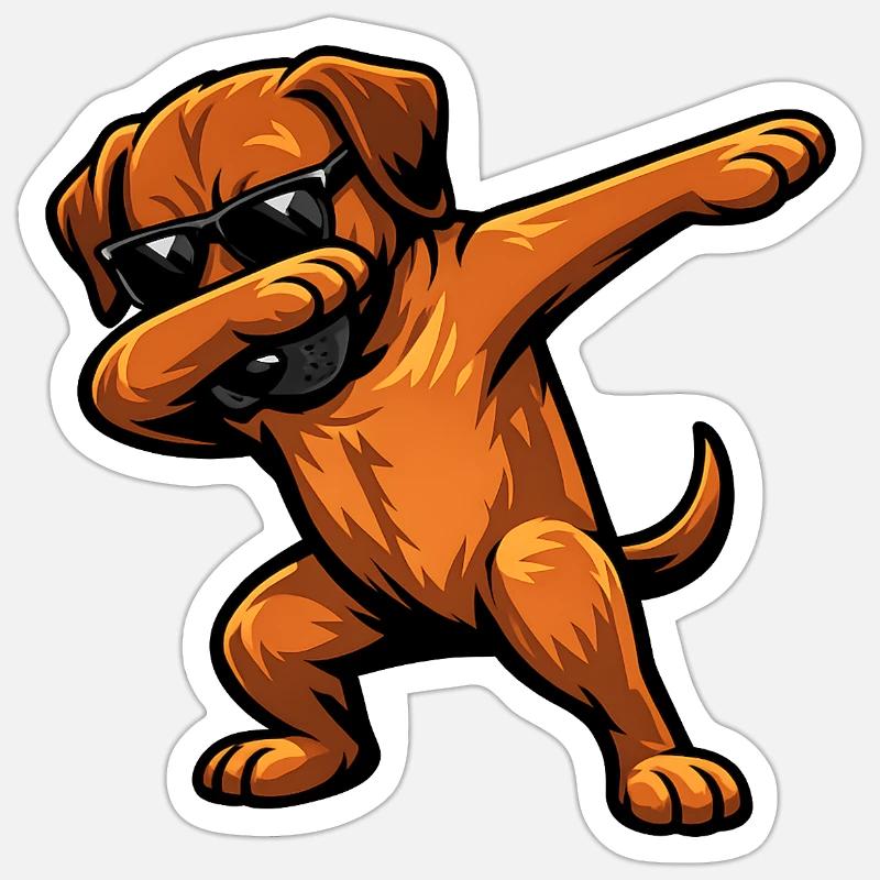 Dabbing Rhodesian Ridgeback - Sticker size S (10 x 10 cm) - white matte