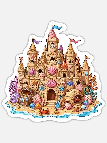 Küsten-Sandcastle Muscheln - Sticker Größe S (10 x 10 cm) - Mattweiß