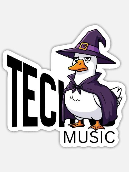 Techno-Enten-Zauberer - Sticker Größe S (10 x 10 cm) - Mattweiß