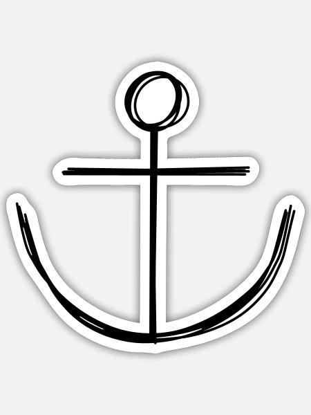 Anker handgezeichnet - Sticker Größe S (10 x 10 cm) - Mattweiß