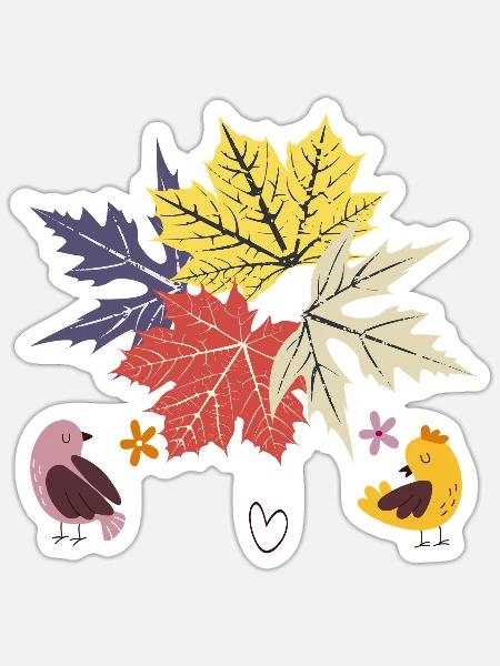 Herbstblätter - Sticker Größe S (10 x 10 cm) - Mattweiß