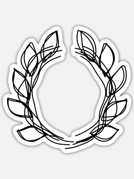 Lorbeerkranz handgezeichnet - Sticker Größe S (10 x 10 cm) - Mattweiß