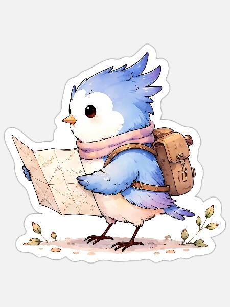 Pieps auf Entdeckungsreise - Sticker Größe S (10 x 10 cm) - Mattweiß