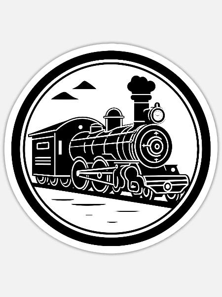 Dampflokomotive Skizze - Sticker Größe S (10 x 10 cm) - Mattweiß