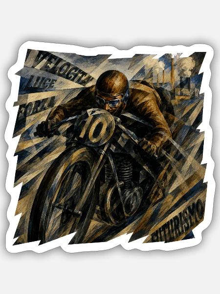 Futurissmus_Motorrad - Sticker Größe S (10 x 10 cm) - Mattweiß