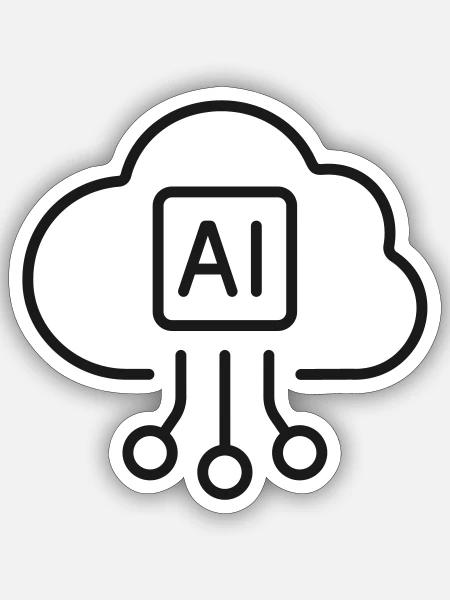 KI-Cloud-Datenverarbeitungszeilen-Symbol - Sticker Größe S (10 x 10 cm) - Mattweiß