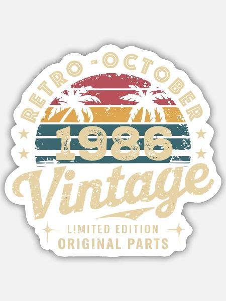 Vintage Oktober 1986 Retro-Ausgabe Oktober 1986 - Sticker Größe S (10 x 10 cm) - Mattweiß