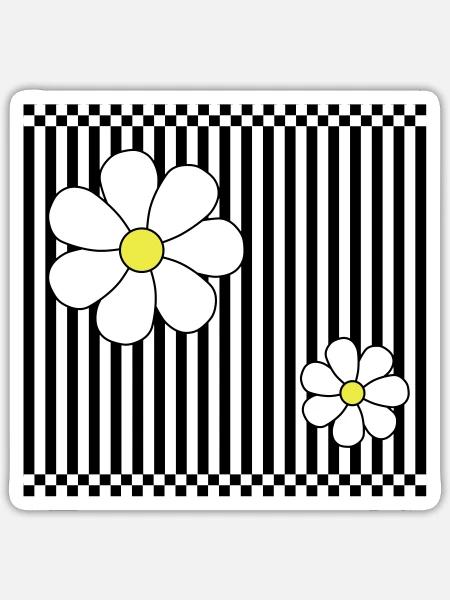 Stripes & Flowers - Sticker Größe S (10 x 10 cm) - Mattweiß