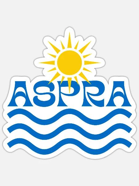 Aspra Sunrise Waves Logo - Sticker Größe S (10 x 10 cm) - Mattweiß