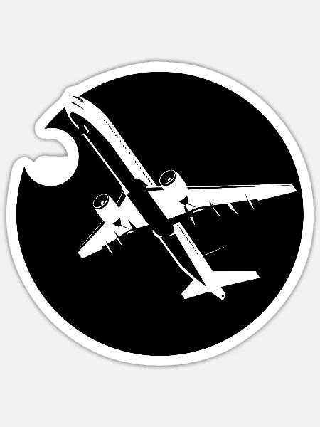 Flugzeug Skizze - Sticker Größe S (10 x 10 cm) - Mattweiß