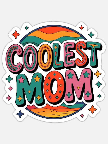 Coolest Mom Retro - Sticker Größe S (10 x 10 cm) - Mattweiß