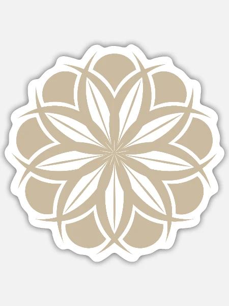 Mandala Blütenstern Ethno Beige - Sticker Größe S (10 x 10 cm) - Mattweiß