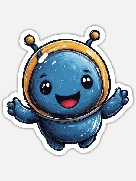 Kosmischer Astronaut Alien - Sticker Größe S (10 x 10 cm) - Mattweiß
