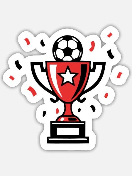 Fussball Pokal Sieger Icon - Sticker Größe S (10 x 10 cm) - Mattweiß