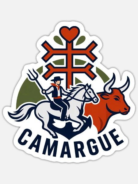 Gardians Camargue Equestrian - Sticker Größe S (10 x 10 cm) - Mattweiß