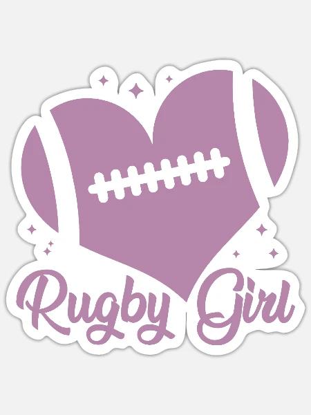 Rugby Girl Fille Fan de Rugby - Sticker Größe S (10 x 10 cm) - Mattweiß