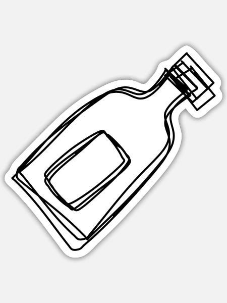 Flaschenpost handgezeichnet - Sticker Größe S (10 x 10 cm) - Mattweiß